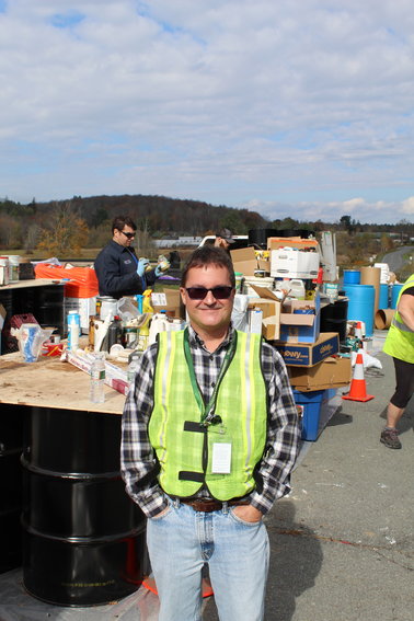 County recycling coordinator Bill Cutler at the Household Hazardous Waste Event on Sunday.