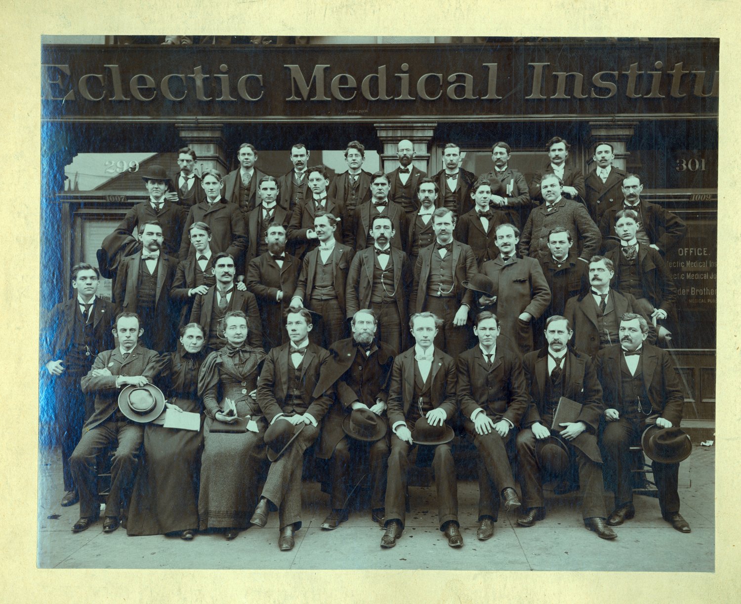 Graduates of the Eclectic Medical Institute in Cincinnati, ca 1890. Note the women in the front row.