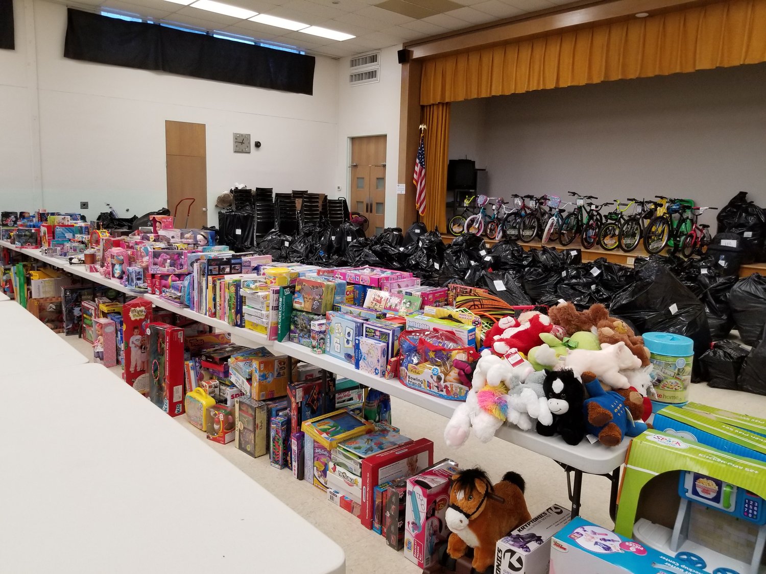 With the help of the entire community, the Children’s Christmas Bureau offers quite an array of presents on distribution day.
