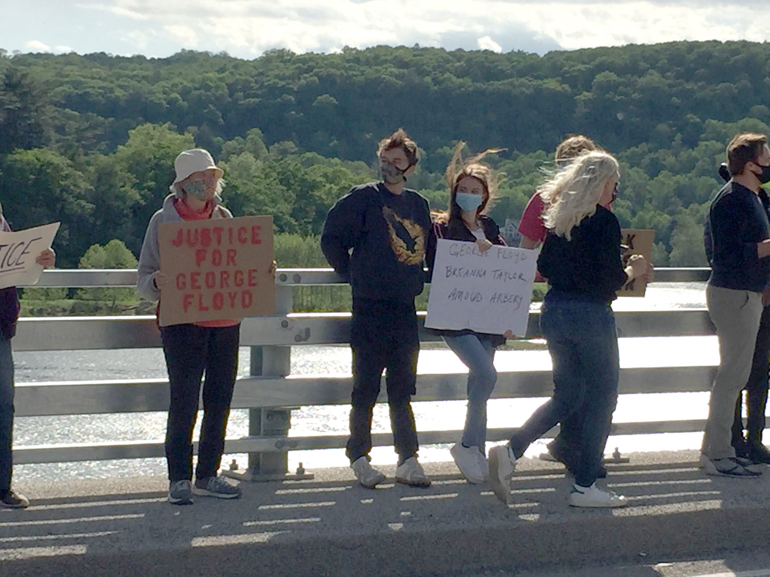 Over 50 people gathered on the Narrowsburg bridge at 5 pm to demonstrate concern and solidarity for people of color who experience oppression in their daily lives.