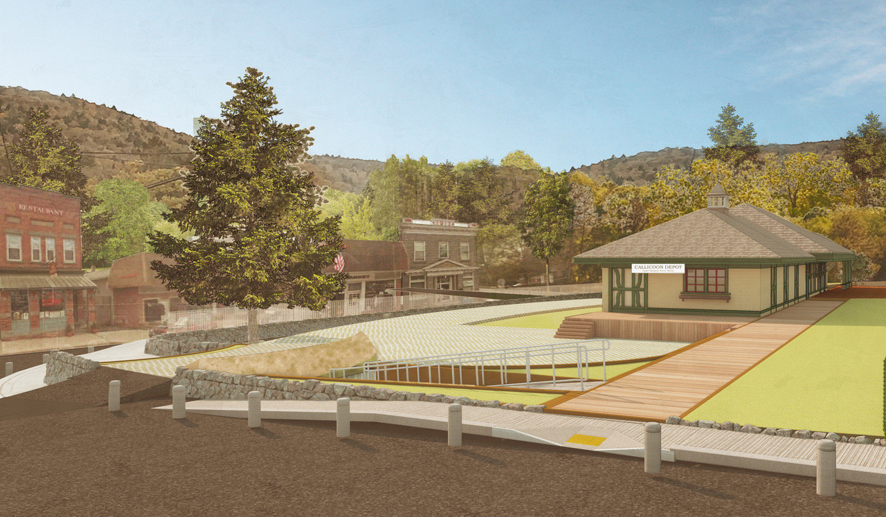 These artist renderings start to visualize what the Callicoon Train Visitors Center will look like.