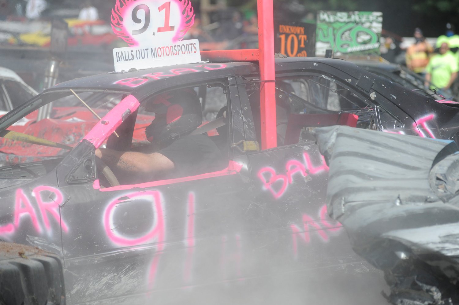 Ask your father what it means. Car #91 displays one of the more colorful names assigned to a demolition challenger.