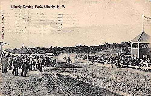“Liberty Driving Park.” A vintage postcard documenting harness racing action during the early 1900s. The original photograph was taken by Otto Hillig (1874-1954), a noted local photographer famous for recording scenes from around the area.