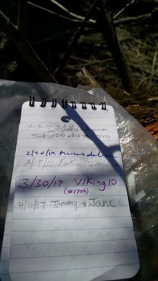 Every geocache should have some kind of log in which to mark your name (or geotag) and the date you found it.
