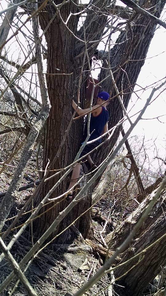 Some geocaches require climbing skills, like this one near the Saugerties Lighthouse.