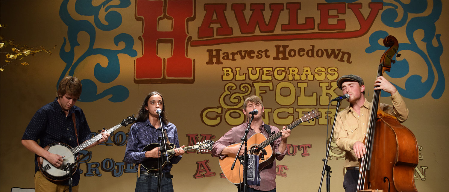 Musicians grace the stage at a prior Hawley Harvest Hoedown.